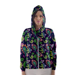 Paisley Green Print Women s Hooded Windbreaker by designsbymallika