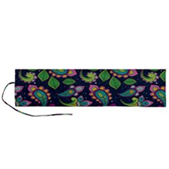 Paisley Green Print Roll Up Canvas Pencil Holder (l) by designsbymallika