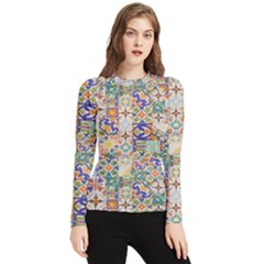 Mosaic Print Women s Long Sleeve Rash Guard