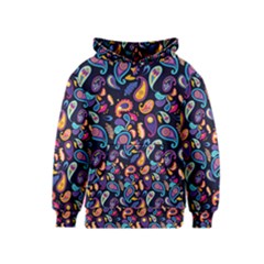 Paisley Baatik Purple Print Kids  Pullover Hoodie by designsbymallika