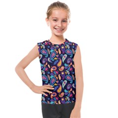 Paisley Baatik Purple Print Kids  Mesh Tank Top by designsbymallika