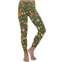 Tropical Fruits Love Kids  Lightweight Velour Classic Yoga Leggings by designsbymallika