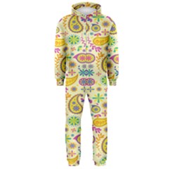 Paisley Print Yellow Hooded Jumpsuit (men)  by designsbymallika