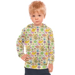 Paisley Print Yellow Kids  Hooded Pullover by designsbymallika