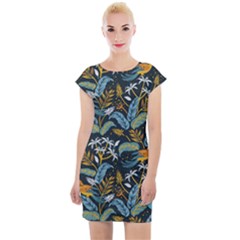 Tropical Bird Pattern Cap Sleeve Bodycon Dress by designsbymallika