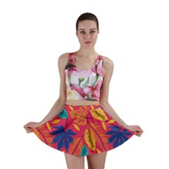 Beautiful Pink Tropical Pattern Mini Skirt by designsbymallika