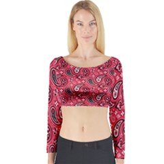 Baatik Red Pattern Long Sleeve Crop Top by designsbymallika