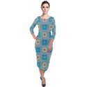 Traditional Indian Pattern Quarter Sleeve Midi Velour Bodycon Dress View1