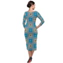 Traditional Indian Pattern Quarter Sleeve Midi Velour Bodycon Dress View2