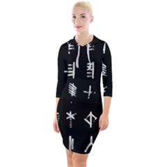 Ogham Rune Set Complete Inverted Quarter Sleeve Hood Bodycon Dress by WetdryvacsLair