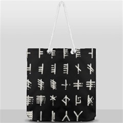 Ogham Rune Set Complete Inverted Full Print Rope Handle Tote (large) by WetdryvacsLair