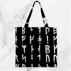 Medieval Runes Collected Inverted Complete Zipper Grocery Tote Bag by WetdryvacsLair