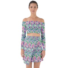 Rainbow Leafs Off Shoulder Top With Skirt Set by Sparkle