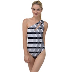 Nine Bar Monochrome Fade Squared Bend To One Side Swimsuit by WetdryvacsLair