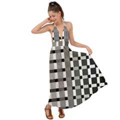 Nine Bar Monochrome Fade Squared Pulled Inverted Backless Maxi Beach Dress by WetdryvacsLair