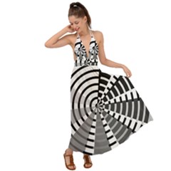 Nine Bar Monochrome Fade Squared Wheel Backless Maxi Beach Dress by WetdryvacsLair