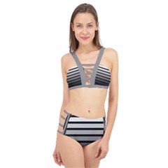 9 Bar Monochrome Fade Cage Up Bikini Set by WetdryvacsLair