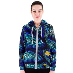 Sea-fans-diving-coral-stained-glass Women s Zipper Hoodie by Sapixe