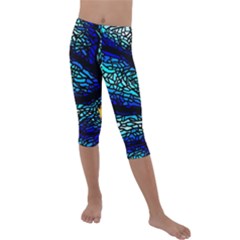 Sea-fans-diving-coral-stained-glass Kids  Lightweight Velour Capri Leggings  by Sapixe