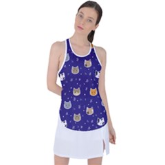 Multi Kitty Racer Back Mesh Tank Top by CleverGoods