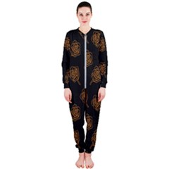 Roses Pattern Black Onepiece Jumpsuit (ladies)  by brightlightarts