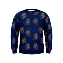 Roses Pattern Blue Color Kids  Sweatshirt by brightlightarts