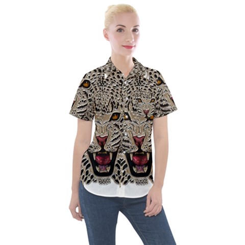 Cat Women s Short Sleeve Pocket Shirt by HermanTelo