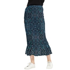 Fancy Stone Mosaic Print Pattern Maxi Fishtail Chiffon Skirt