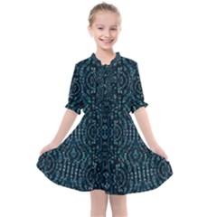 Fancy Stone Mosaic Print Pattern Kids  All Frills Chiffon Dress by dflcprintsclothing