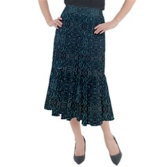 Fancy Stone Mosaic Print Pattern Midi Mermaid Skirt by dflcprintsclothing