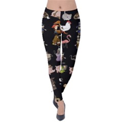 Glitch Glitchen Npc Animals And Characters Pattern Velvet Leggings by WetdryvacsLair