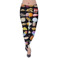 Glitch Glitchen Food Pattern Two Velvet Leggings by WetdryvacsLair