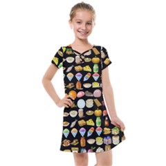 Glitch Glitchen Food Pattern Two Kids  Cross Web Dress by WetdryvacsLair