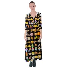 Glitch Glitchen Food Pattern Two Button Up Maxi Dress by WetdryvacsLair