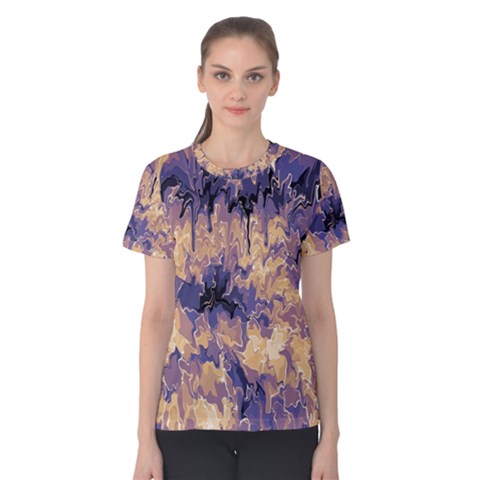 Yellow And Purple Abstract Women s Cotton Tee by Dazzleway