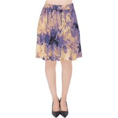 Yellow And Purple Abstract Velvet High Waist Skirt by Dazzleway