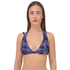 Purple And Yellow Abstract Double Strap Halter Bikini Top