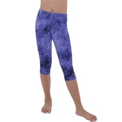 Lilac Abstract Kids  Lightweight Velour Capri Leggings  by Dazzleway