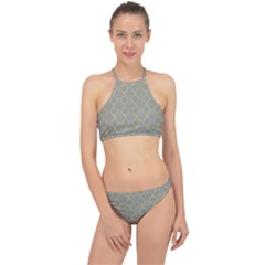 Ultimate Gray & Illuminating #4 Racer Front Bikini Set by Kettukas