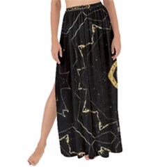 Ornate Black And Gold Maxi Chiffon Tie-up Sarong by Dazzleway