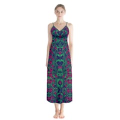 Tree Flower Paradise Of Inner Peace And Calm Pop-art Button Up Chiffon Maxi Dress by pepitasart