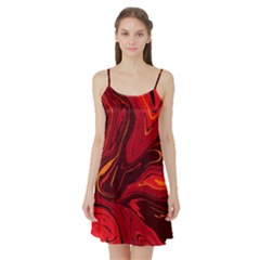 Red Vivid Marble Pattern Satin Night Slip by goljakoff