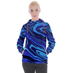 Blue Vivid Marble Pattern 16 Women s Hooded Pullover by goljakoff