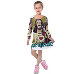 Buddy Christ Kids  Long Sleeve Velvet Dress by Valentinaart