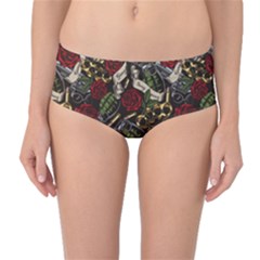 Hustle Hard Dragonfly Pattern Mid-waist Bikini Bottoms