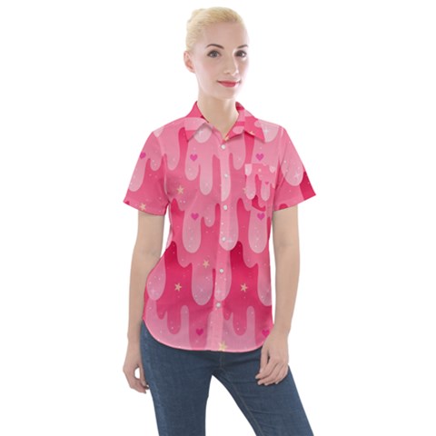 Rose Slime  Women s Short Sleeve Pocket Shirt by Sobalvarro