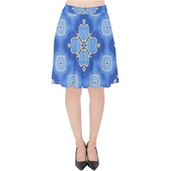 Ornate Blue Velvet High Waist Skirt by Dazzleway