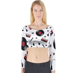 Music Life Long Sleeve Crop Top by Valentinaart