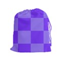 Purple Gingham Check Squares Pattern Drawstring Pouch (XL) View1