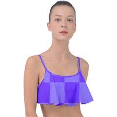 Purple Gingham Check Squares Pattern Frill Bikini Top by yoursparklingshop